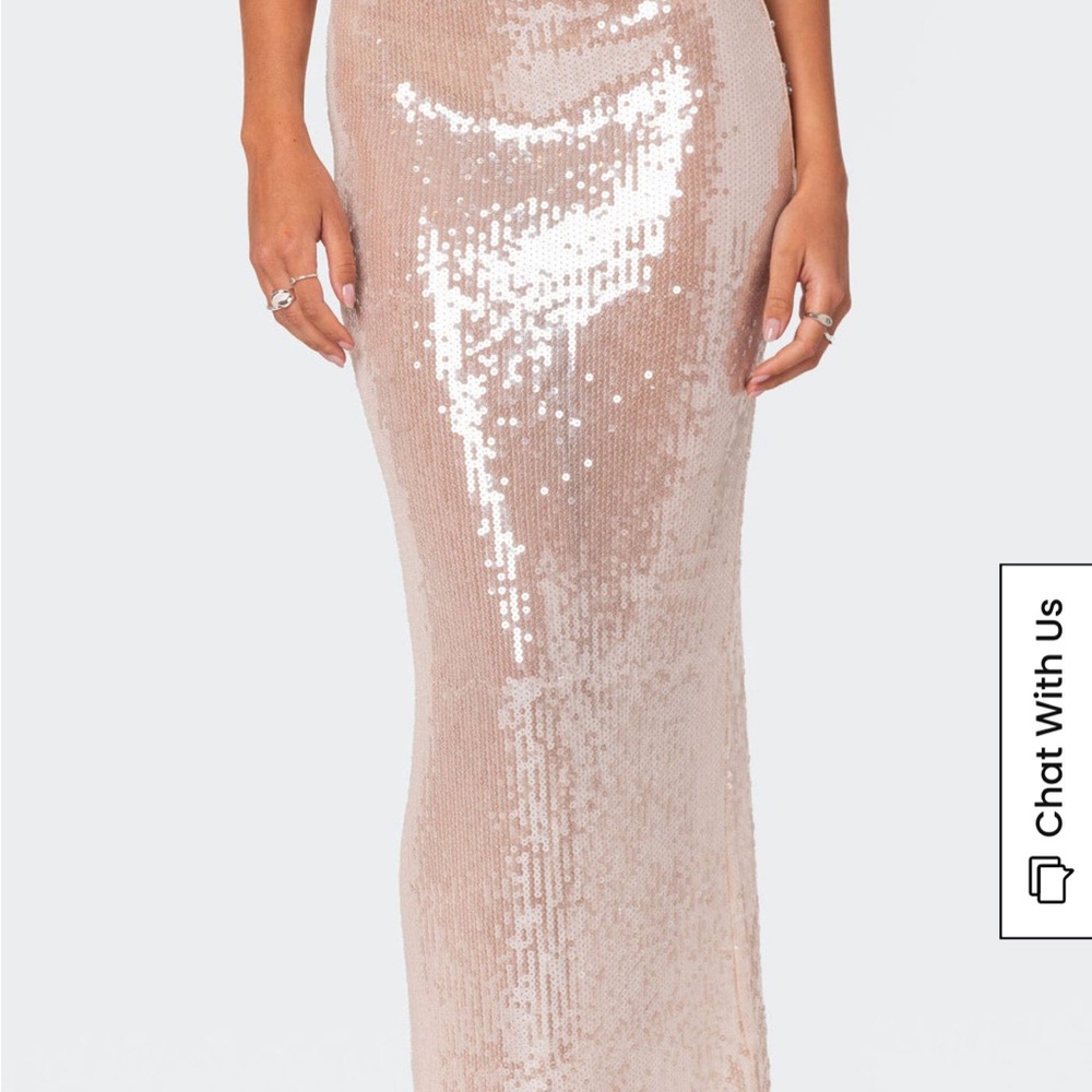 New Edikted Sequin Maxi Skirt - Champagne